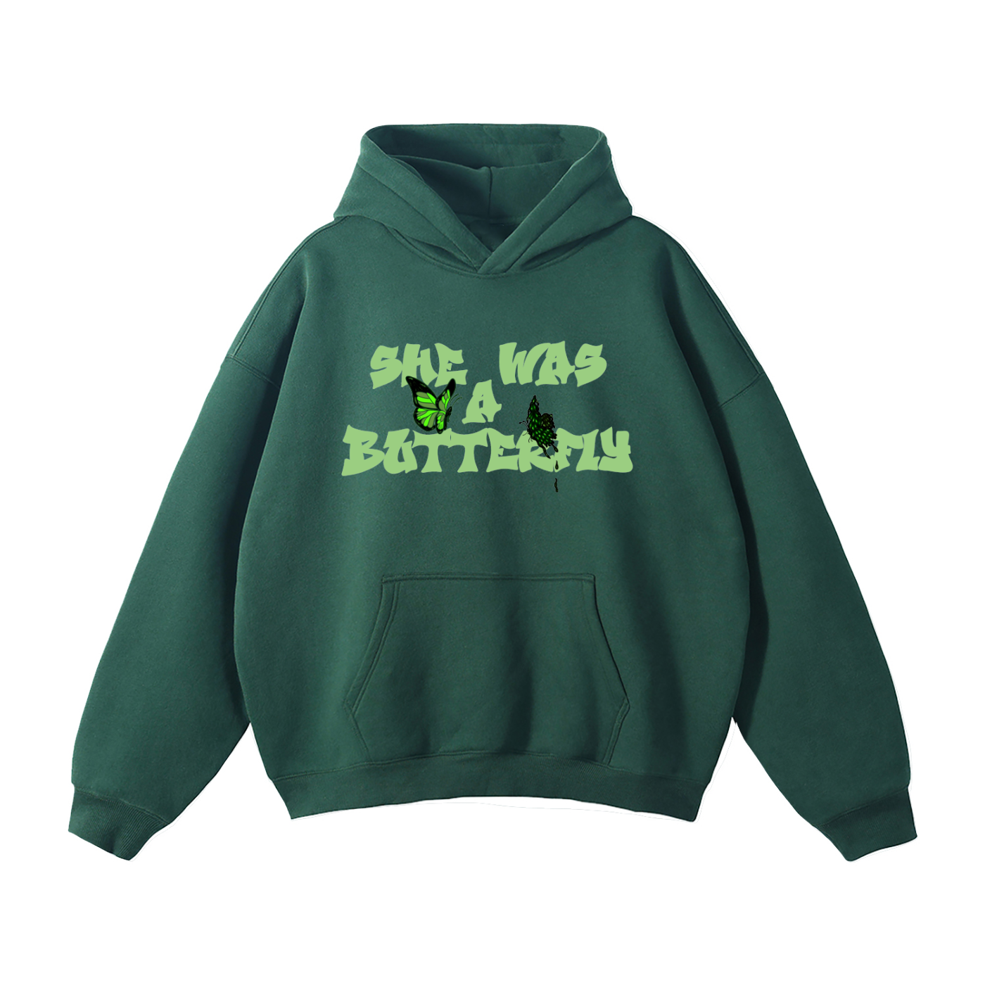 SHE WAS A BUTTERFLY Oversized Fleece Hoodie